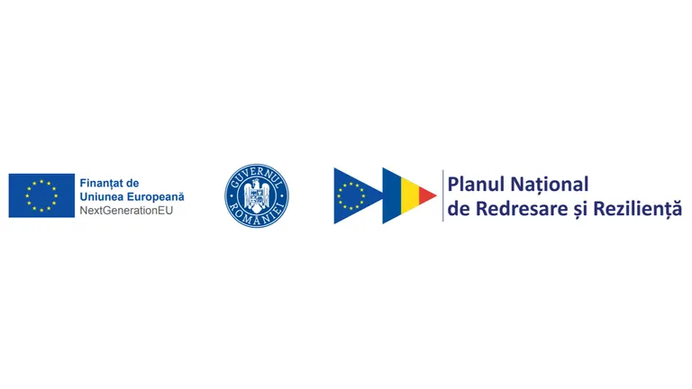 colaj cu logourile Next Generation EU, Guvernului României și al Planului Național de Redresare și Reziliență