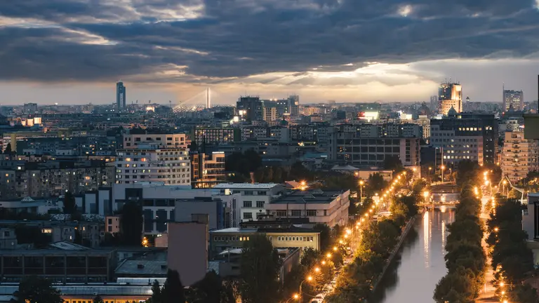 Bucharest cityscape at night