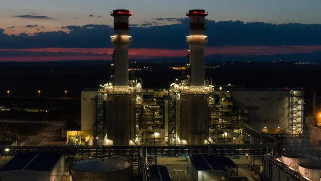 Brazi power plant by night