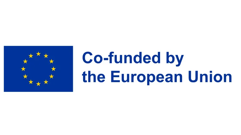 Co-funded by the EU branding with EU logo and blue text indicating the co-funding of a project by the European Union