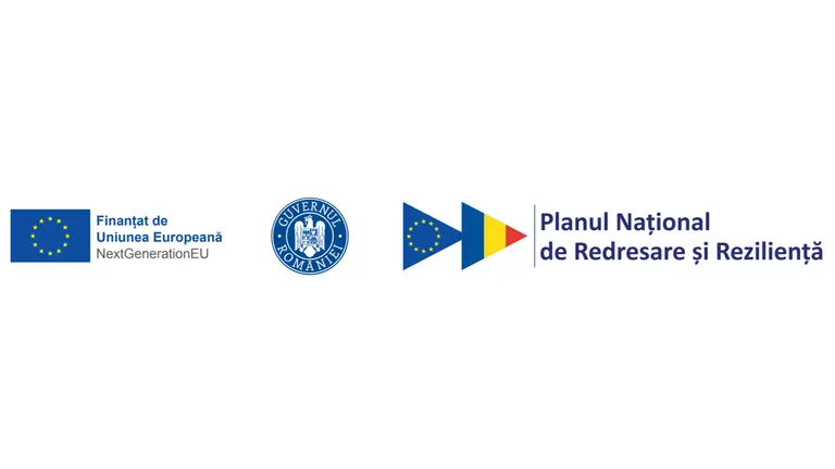colaj cu logourile Next Generation EU, Guvernului României și al Planului Național de Redresare și Reziliență