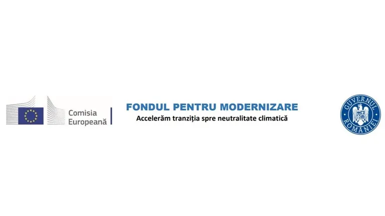 logo-uri Fondul pentru modernizare - Accelerăm tranziția spre neutralitate climatică, Guvernul României, Comisia Europeană